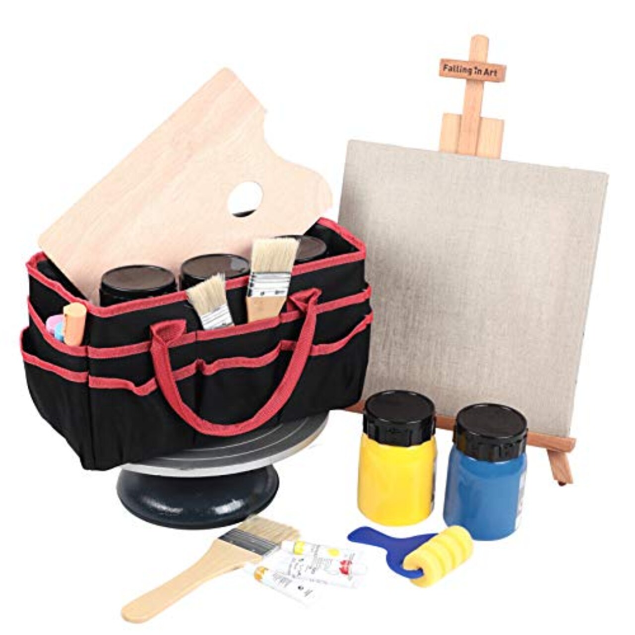 Craft and Art Organizer Tote Bag - Red Nylon Fabric Art Caddy with Pockets - for Art, Craft, Sewing, Medical, and Office Supplies Storage